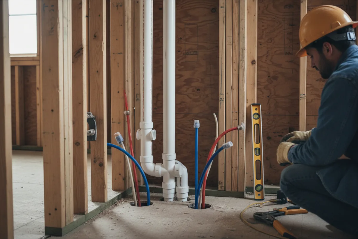 Drain and supply rough-in during Garbage Disposal Repair in Conrad
