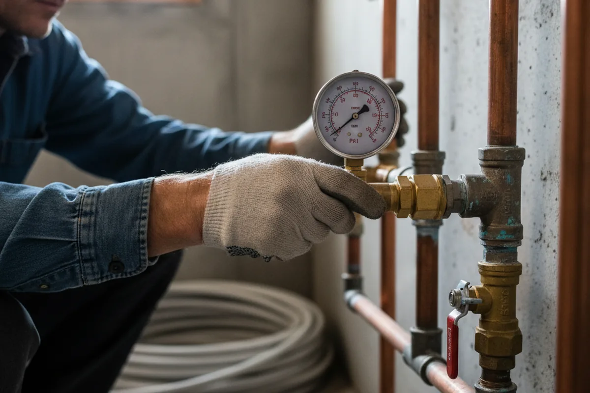 Pressure testing a repaired line during Water Line Repair in Conrad